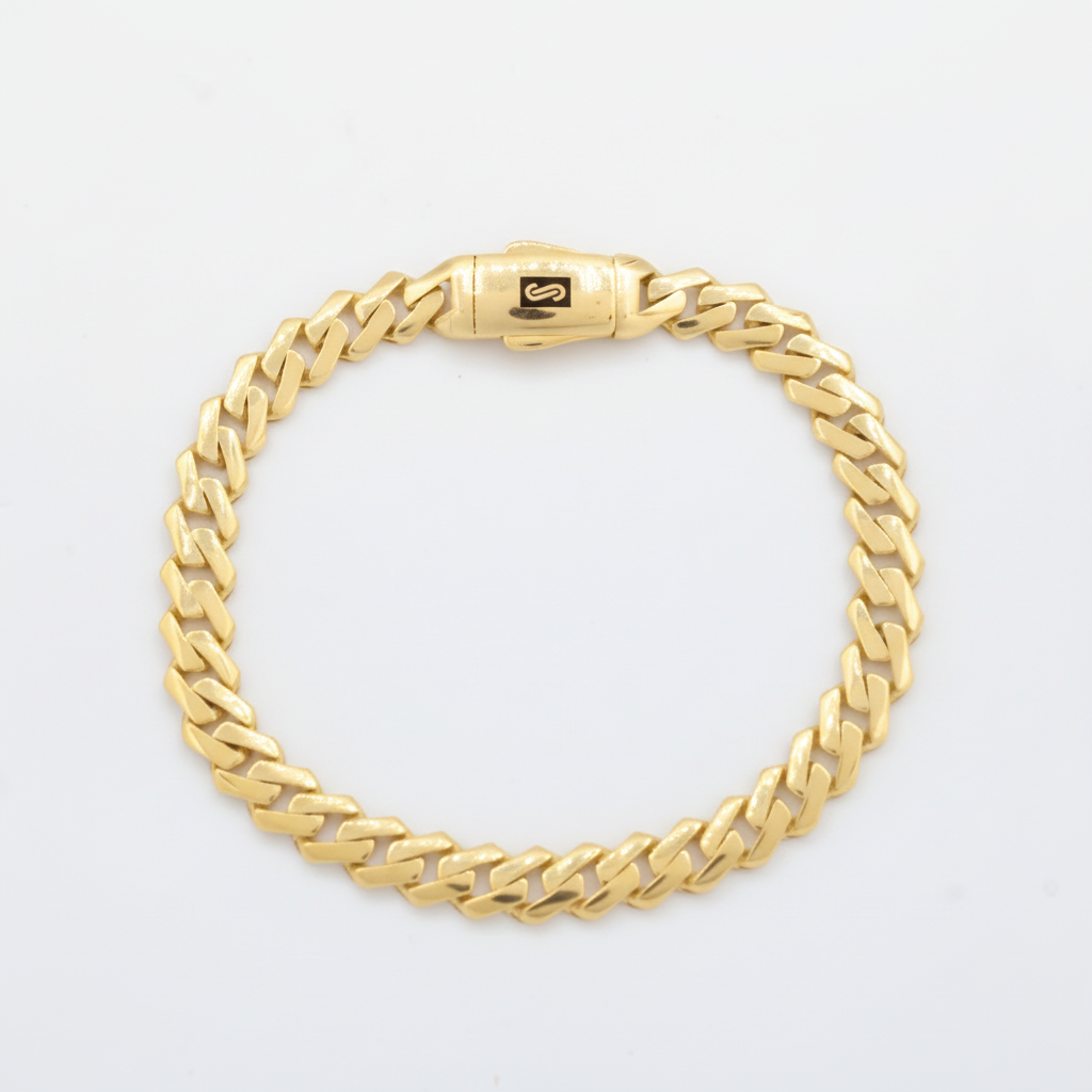 Pulsera Monaco Chain de Oro 14k Modelo Edge con Broche mod. 10155