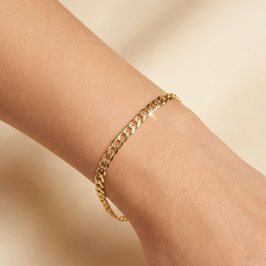 Pulsera Eslabón de Oro 14k Barbada Tradicional con Diamantado Fino mod. 10525