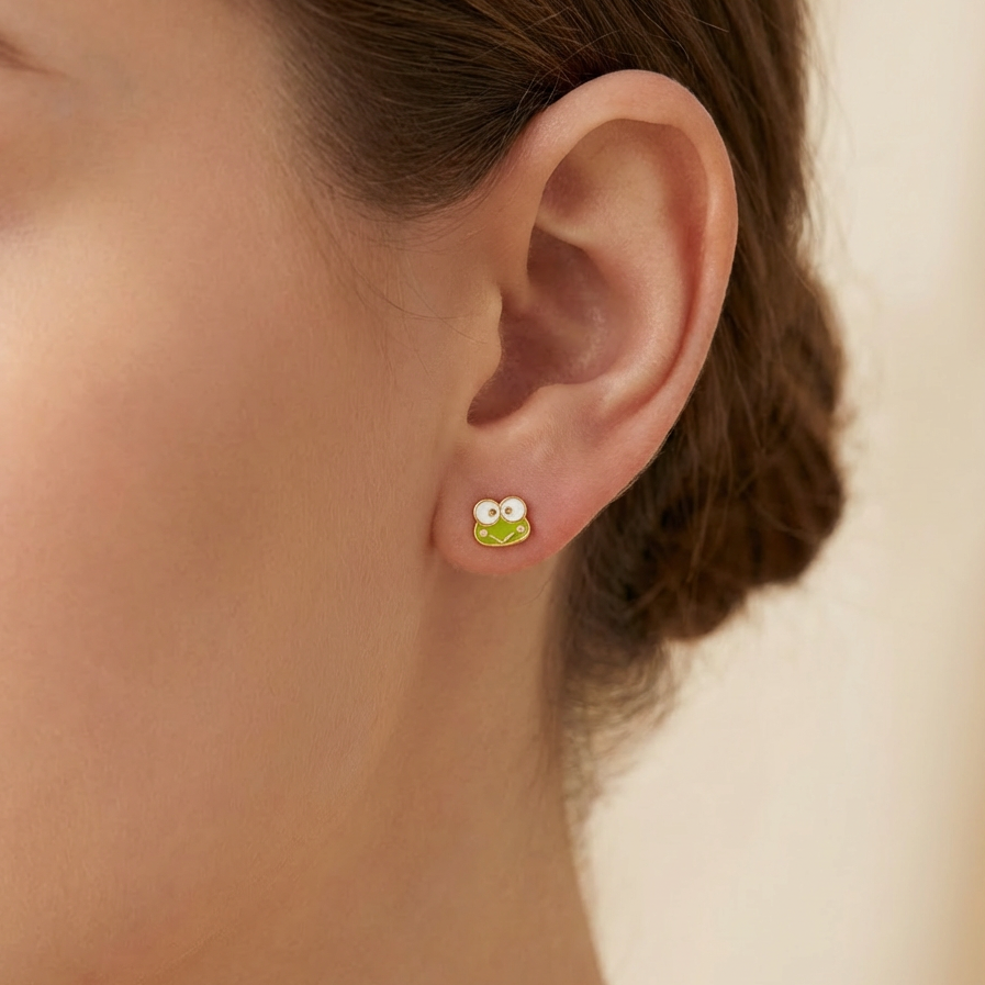 Broquel de Oro 10k Diseño de Ranita mod. 10449