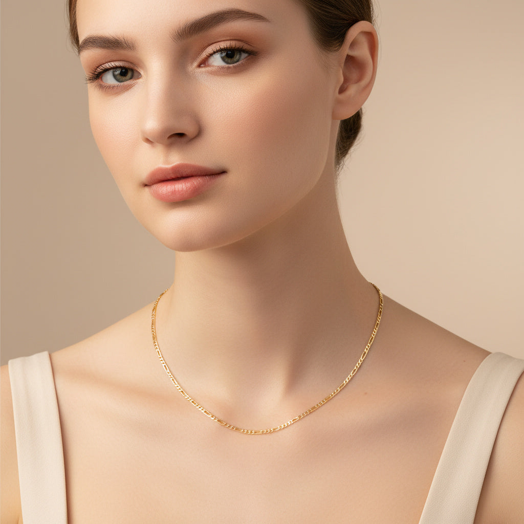 Cadena de Oro 14k Tejido 3x1 Sólido con Diamantado Estilo Martillado mod. 10295