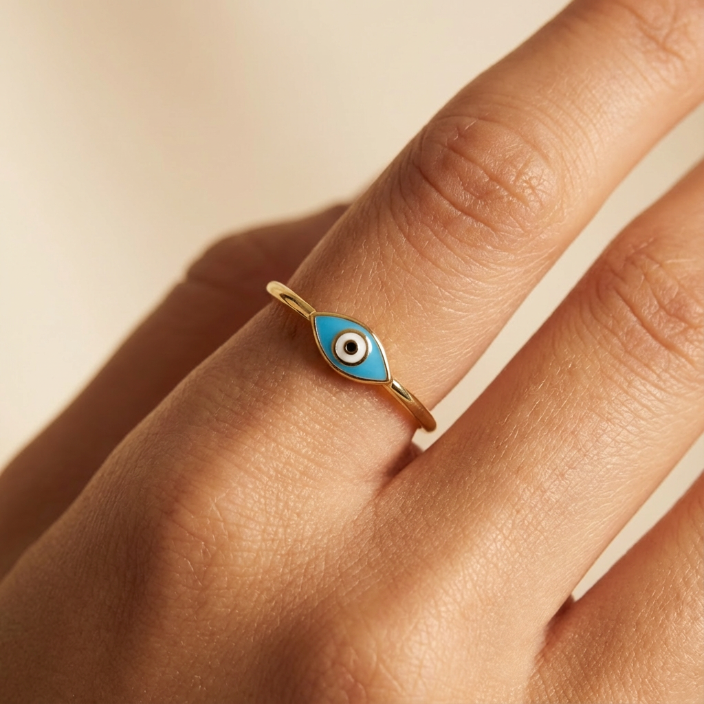 Anillo de Oro 14k Ojo Turco Azul mod. 10456