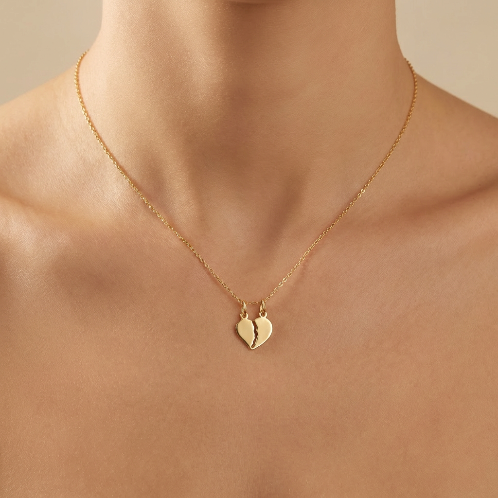 Dije de Oro 14k Corazón Partido Compartido en Diseño Brillante mod. 10498