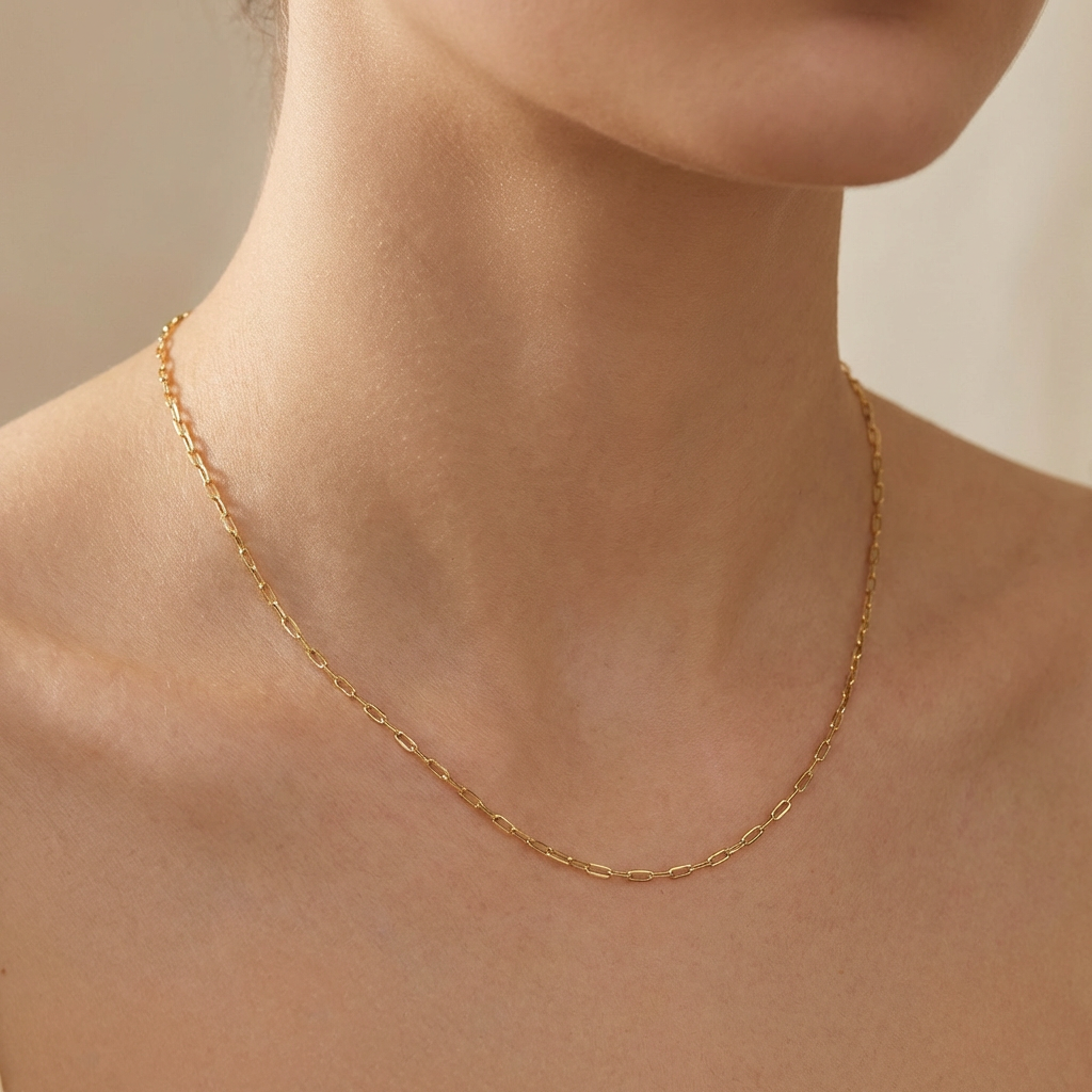 Cadena de Oro 14k Tejido Eslabón Paper Clip mod. 10521