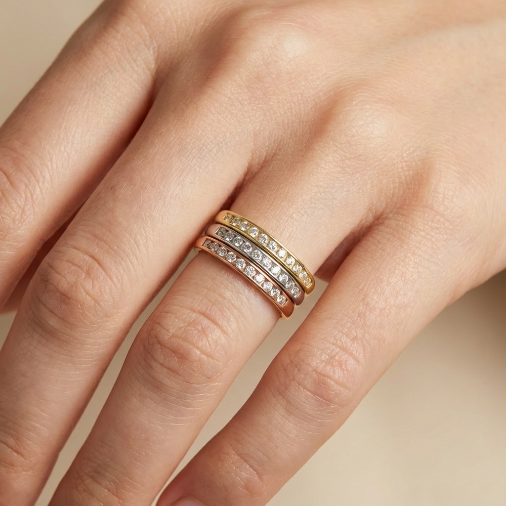 Anillo de Oro 14k Fin de Semana Modelo Especial con Zirconias mod. 10463