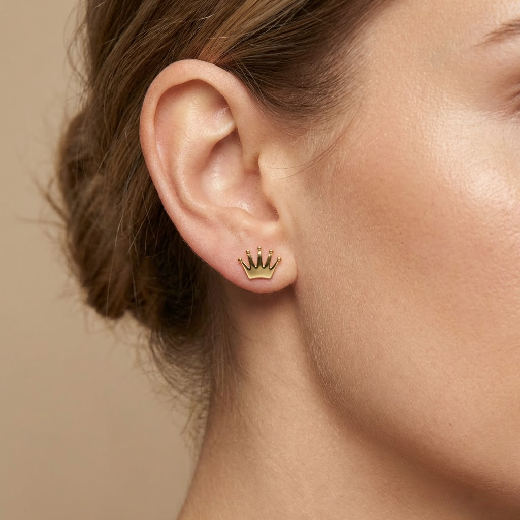 Arete de Oro 14k Corona Brillante mod. 10636