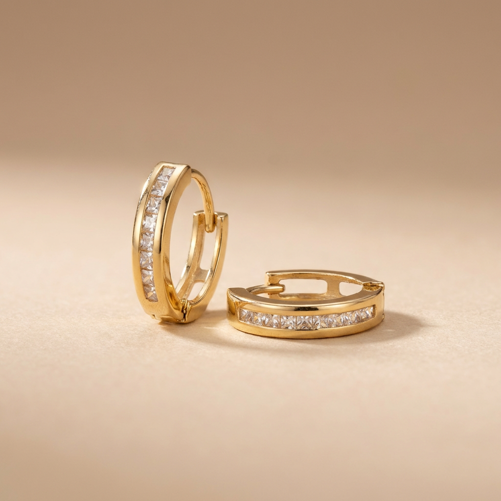 Grapa de Oro 14k Mini con Zirconias Brillantes mod. 10594