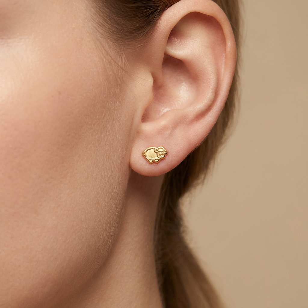 Broquel de Oro 10k Diseño de Ovejita mod. 10451