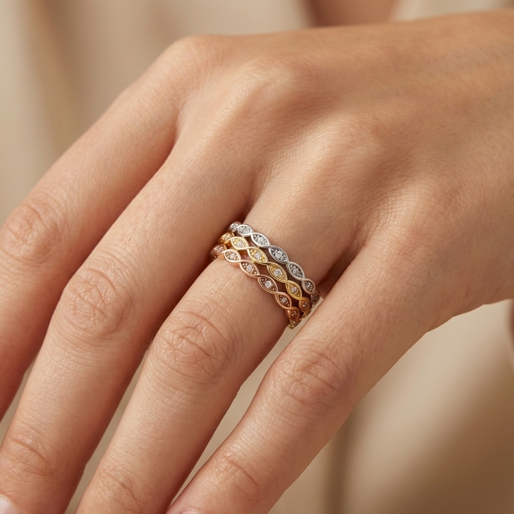 Anillo de Oro 14k Fin de Semana con Zirconias Finas mod. 10361