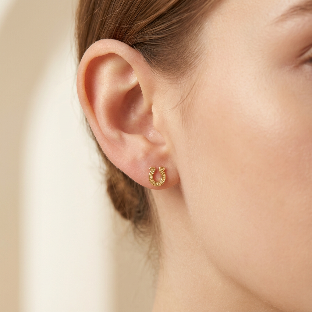 Broquel de Oro 10k Diseño de Herradura mod. 10447