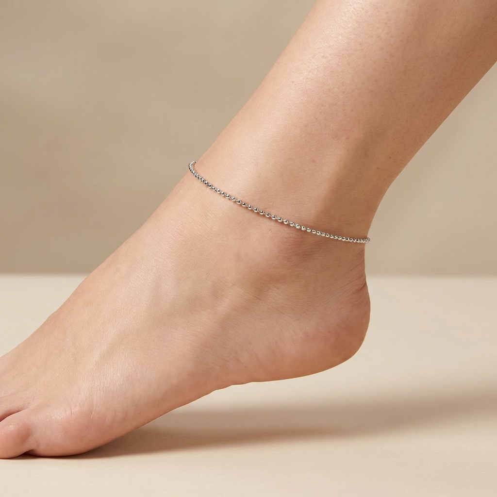 Tobillera de Oro 14k Tejido de Esferas Facetadas mod. 10542