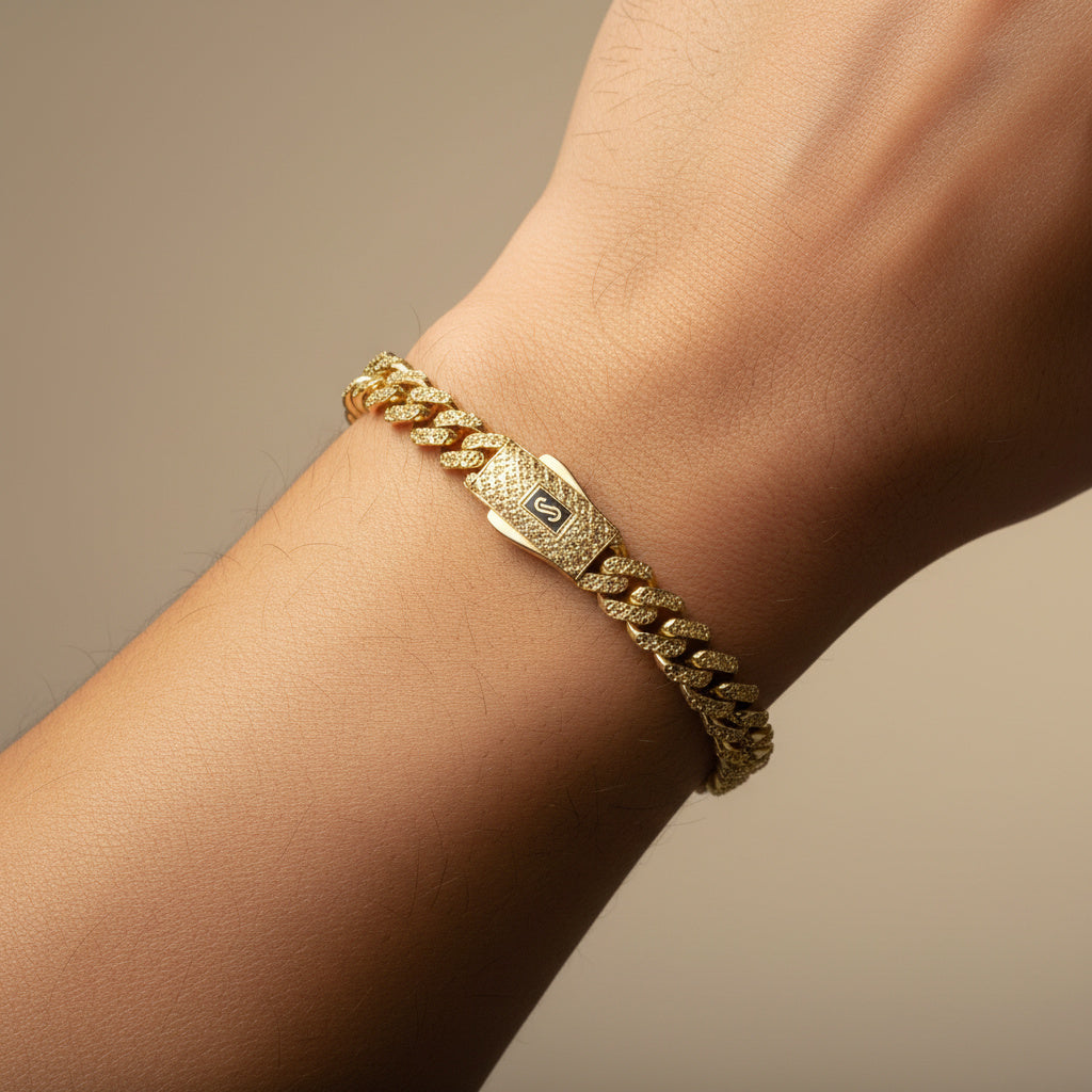 Pulsera Monaco Chain de Oro 14k Hueco Modelo Flex Brillante mod. 10324