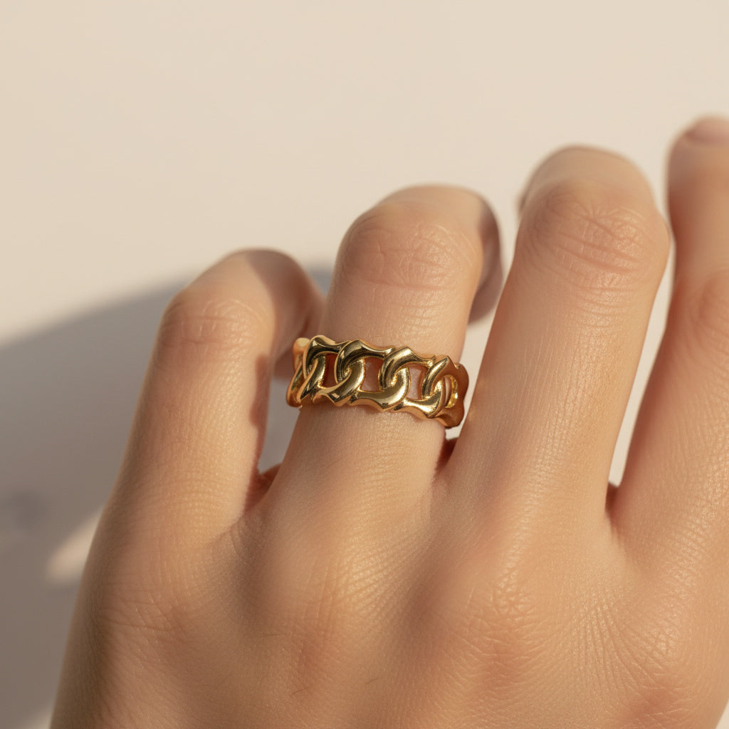 Anillo de Oro 14k Diseño de Eslabones Finos mod. 10195