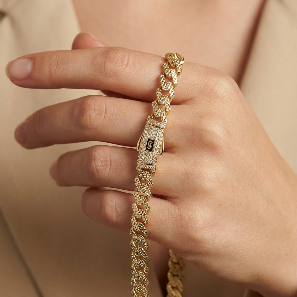 Cadena Monaco Chain de Oro 14k Hueco Modelo Edge Flex mod. 10362