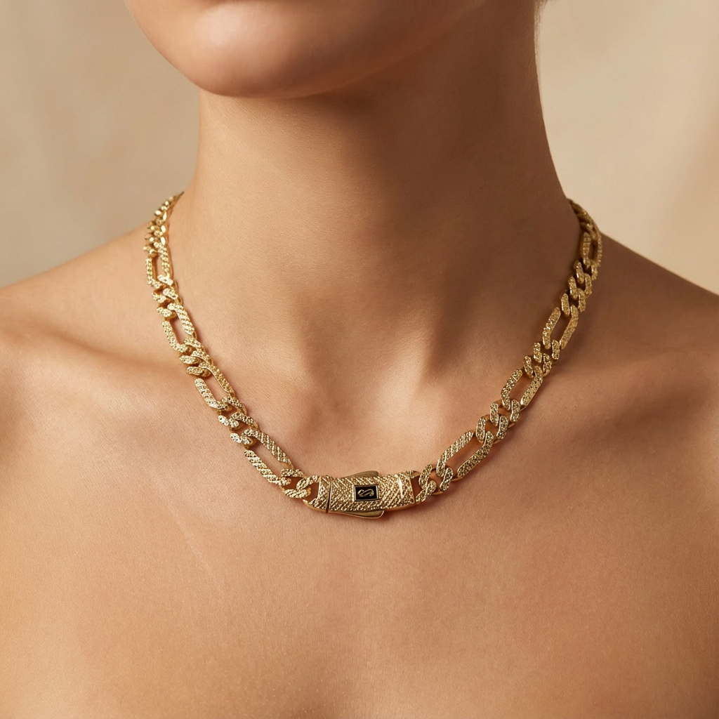 Cadena Monaco Chain de Oro 14k Hueco Modelo Figaro Flex mod. 10370