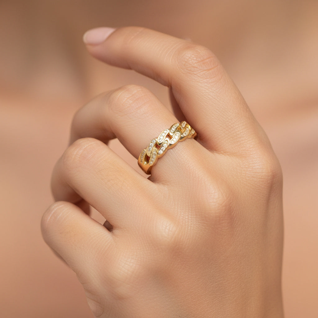 Anillo de Oro 14k de Diseño Incrustado con Zirconias mod. 10198