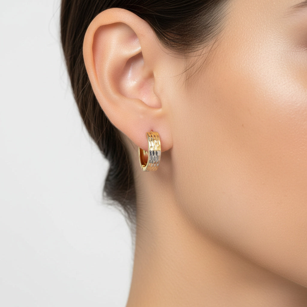 Grapa de Oro 14k Bicolor con Diamantado Especial mod. 10167