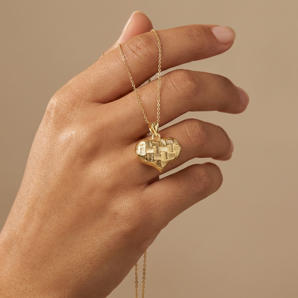 Dije de Oro 14k Corazón con Diseño en Líneas mod. 10509