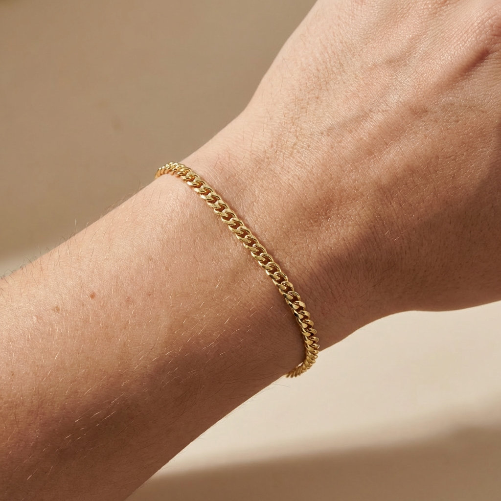 Pulsera de Oro 14k Tejido Barbado Fino Estilo Estrecho y Hueco mod. 10539