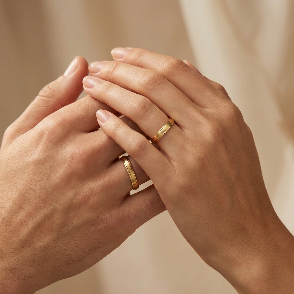 Argollas de Matrimonio de Oro 14k Diseño Confort Elegante en Tono Mate y Brillante Delgado mod. 10621