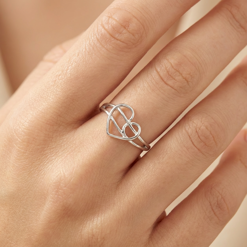 Anillo de Oro 14k Enlace de Corazón mod. 10475