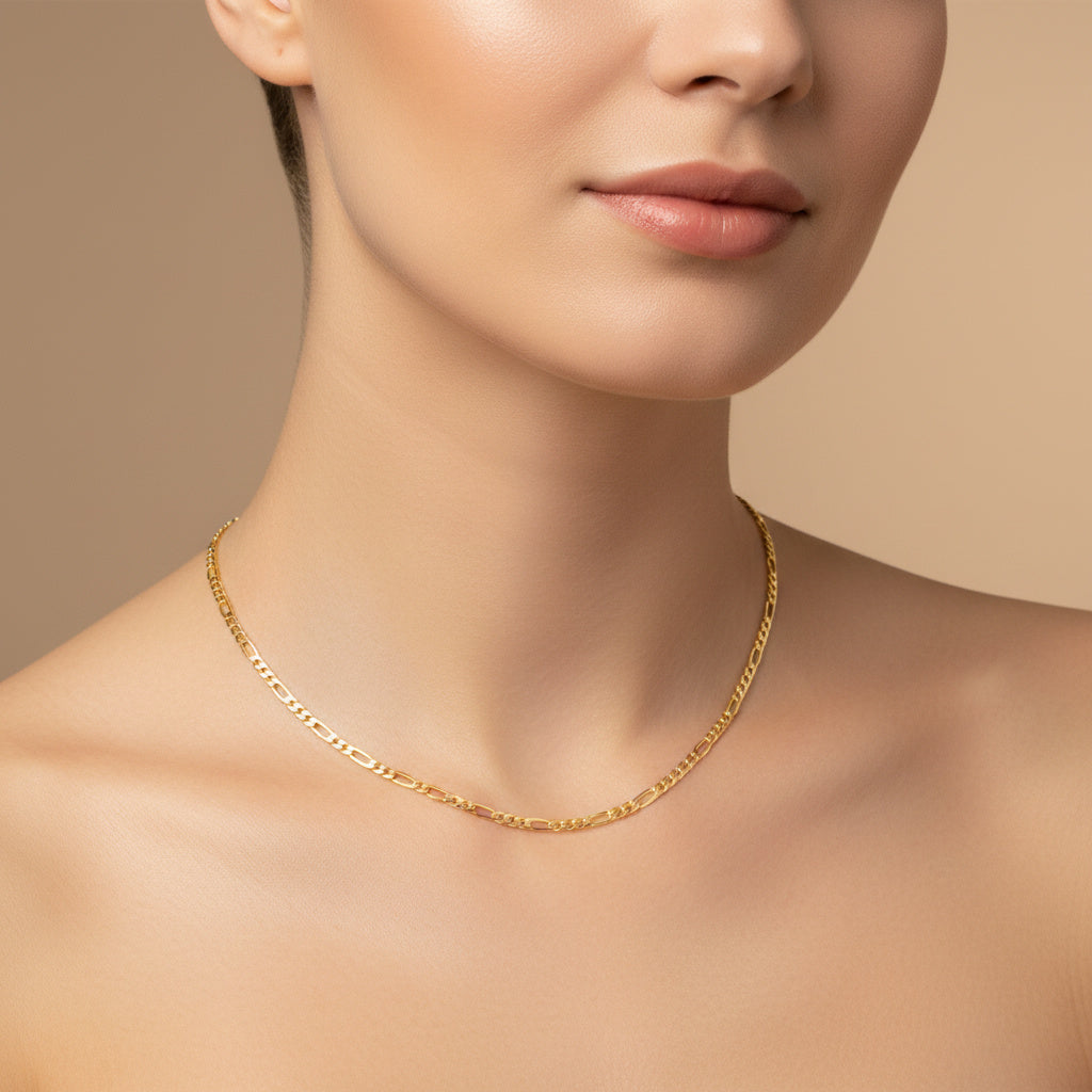 Cadena de Oro 14k Tejido 3x1 Sólido de Diseño Liso Brillante mod. 10297