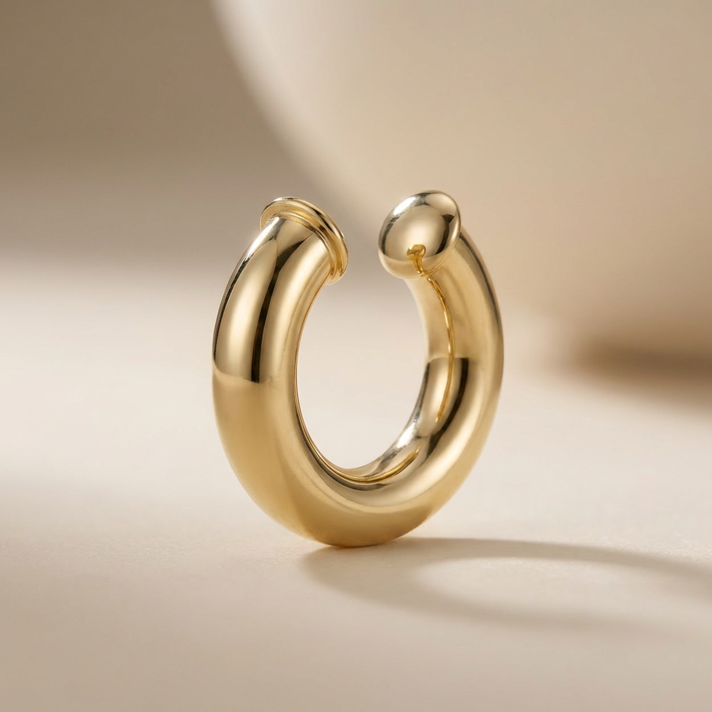 Earcuff de Oro 14k Hueco Trepador de Diseño Chunky Especial mod. 10610