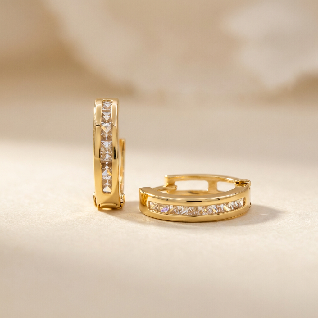 Grapa de Oro 14k Mini con Zirconias Brillantes mod. 10594