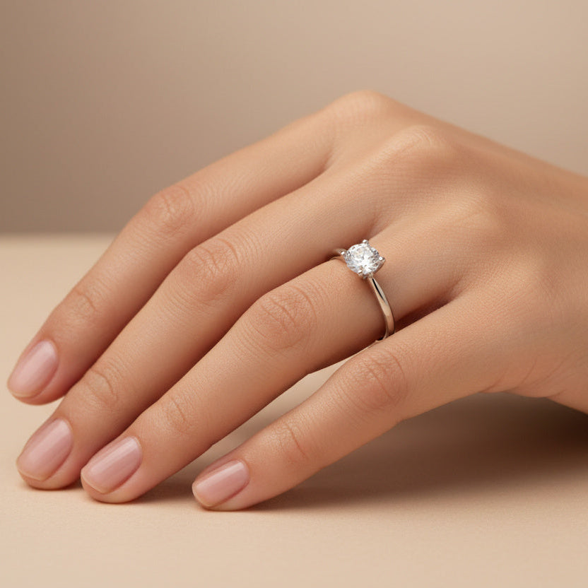 Anillo de Compromiso en Oro 14k Modelo Fino con Zirconia Brillante mod. 10398
