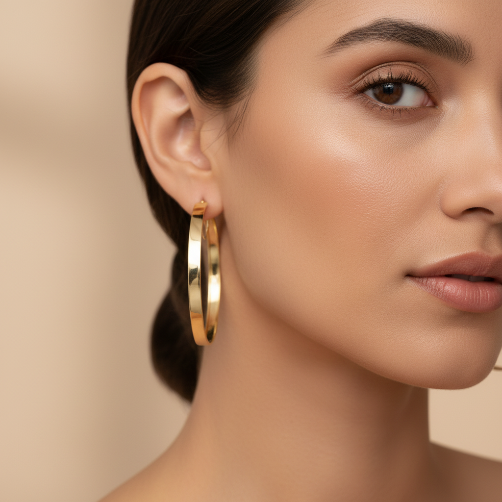 Arracada de Oro 14k Diseño Redondo con Estilo Liso mod. 10143