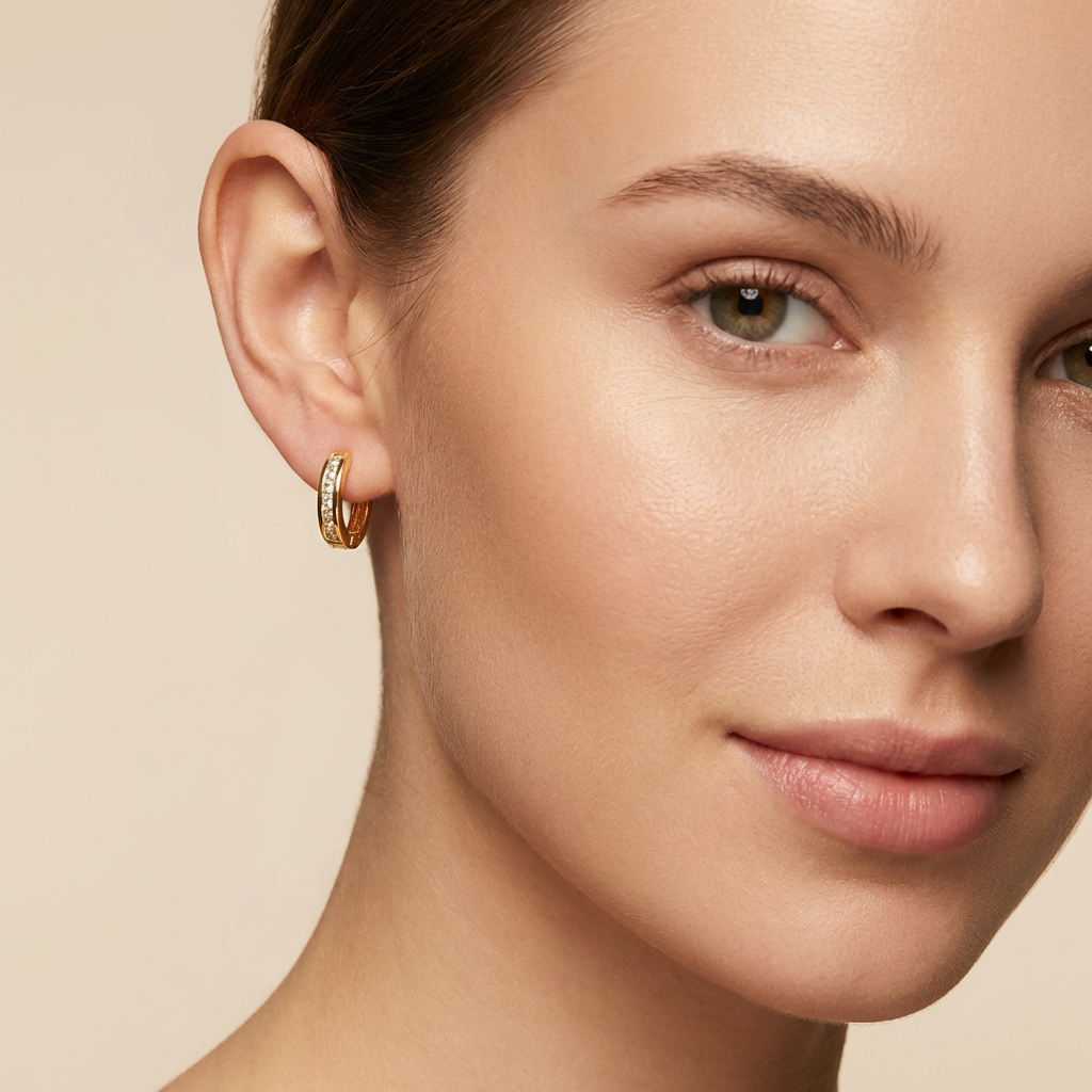 Grapa de Oro 14k Mini con Zirconias Brillantes mod. 10594