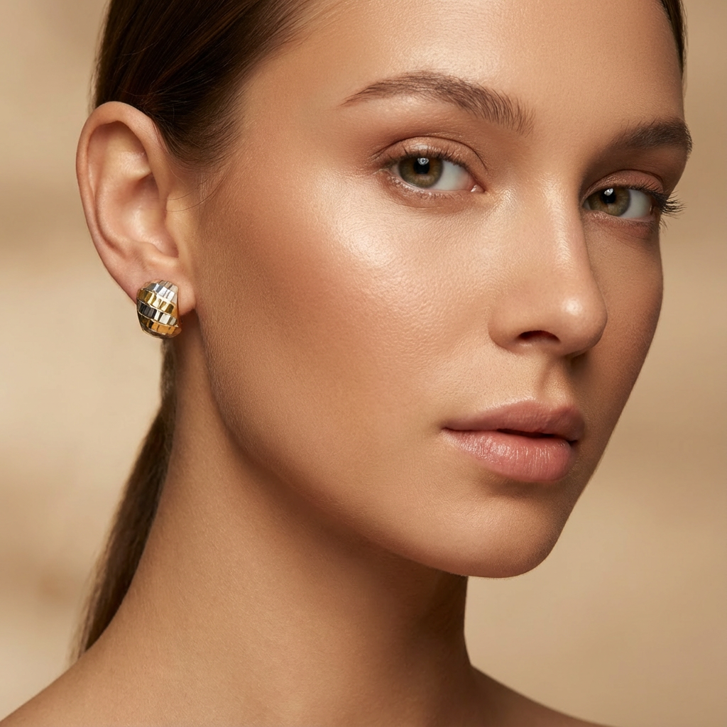 Arete con Broche Patente de Oro 14k Modelo Fino con Facetado Especial mod. 10353