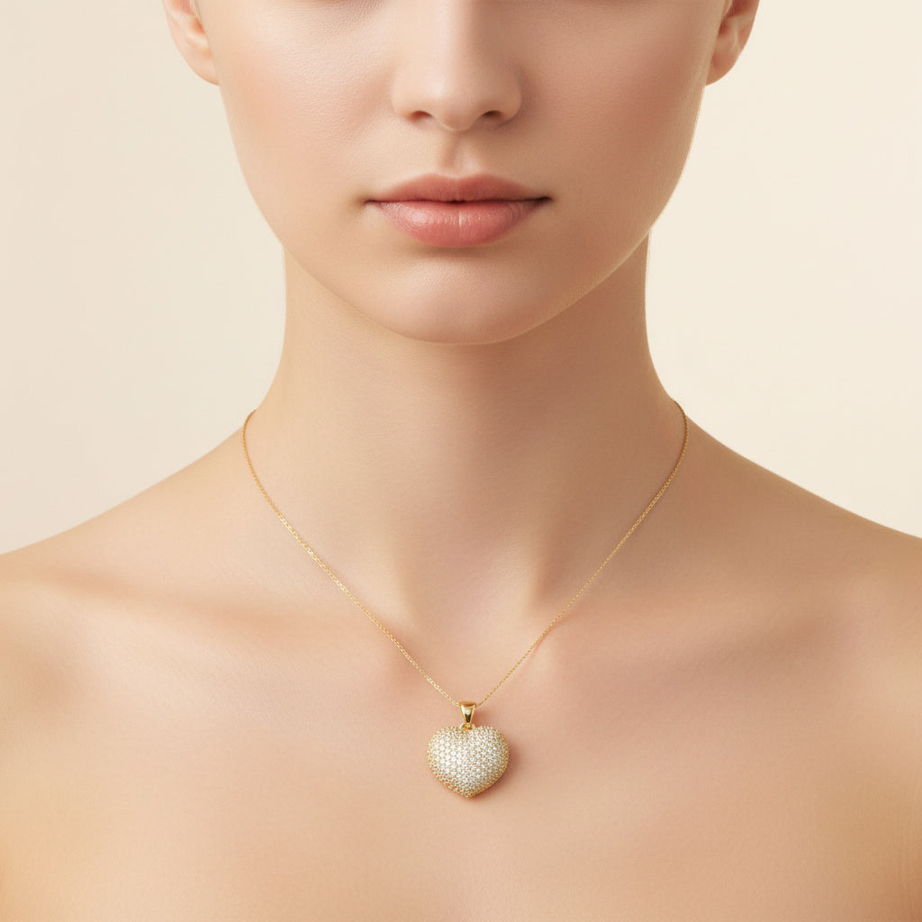 Dije de Oro 14k Corazón Incrustado con Zirconias Finas mod. 10262