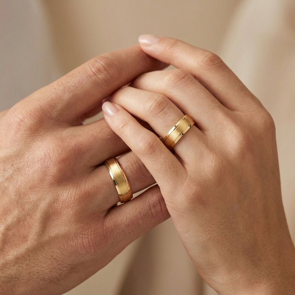 Argollas de Matrimonio de Oro 14k Diseño Confort Elegante Tono Mate y Brillante mod. 10619