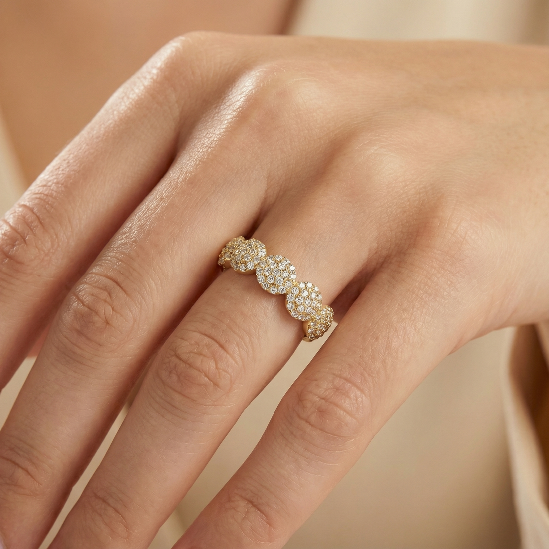 Anillo de Oro 14k Diseño de Bolas de Fuego con Zirconias Finas mod. 10275