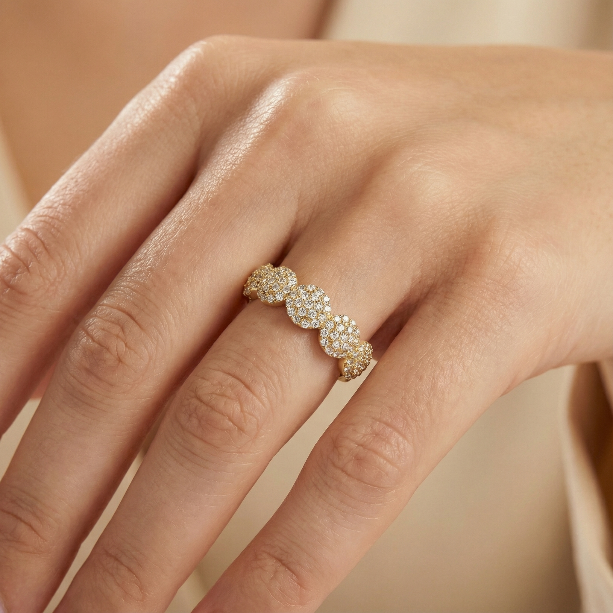 Anillo de Oro 14k Diseño de Bolas de Fuego con Zirconias Finas mod. 10275