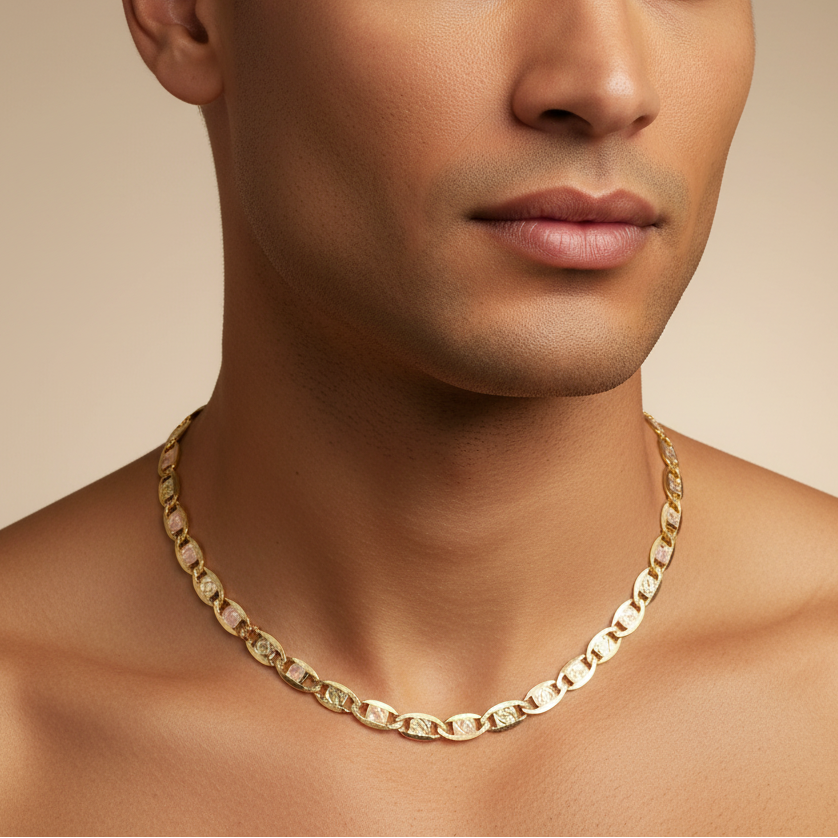 Cadena de Oro 14k con Diseño de Espejo Diamantado mod. 10137