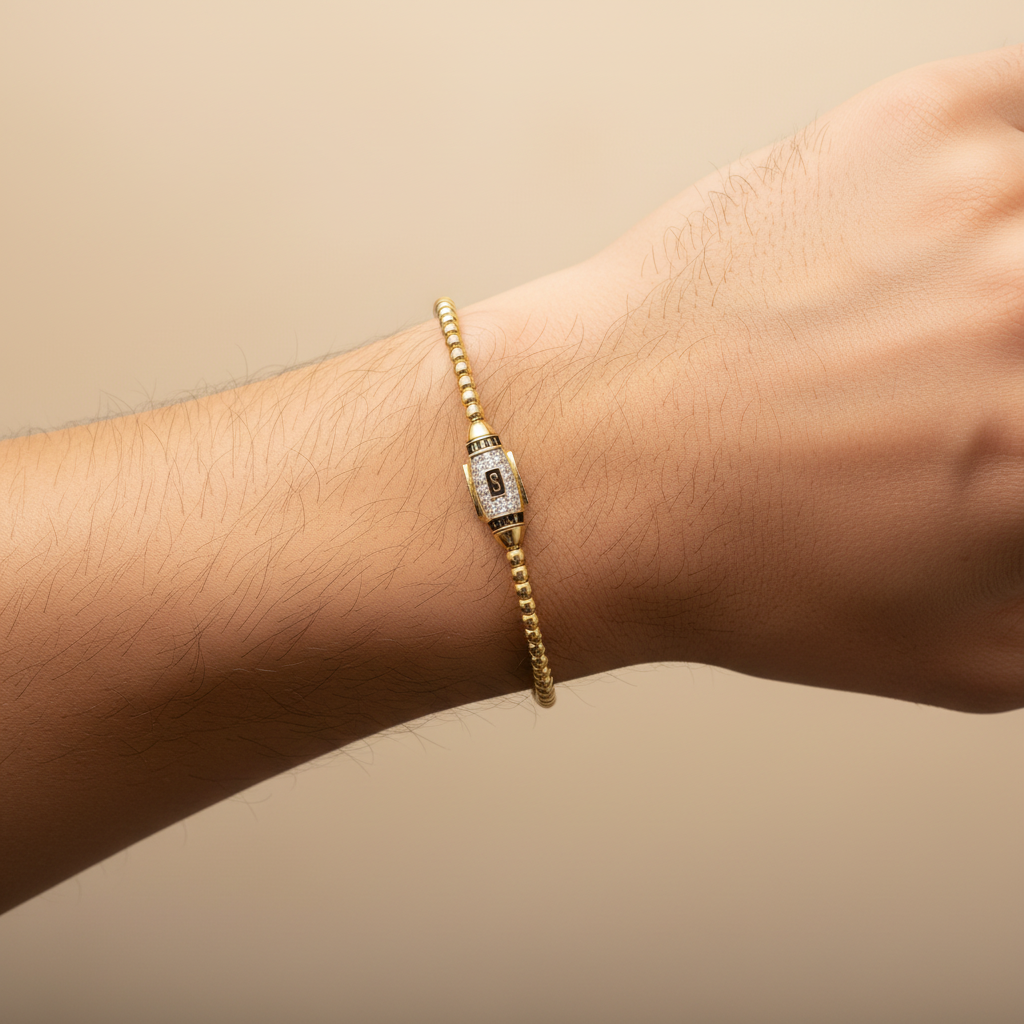 Pulsera Monaco Chain de Oro 14k Modelo Bub de Broche Pavé con Incrustación de Swarovski mod. 9679