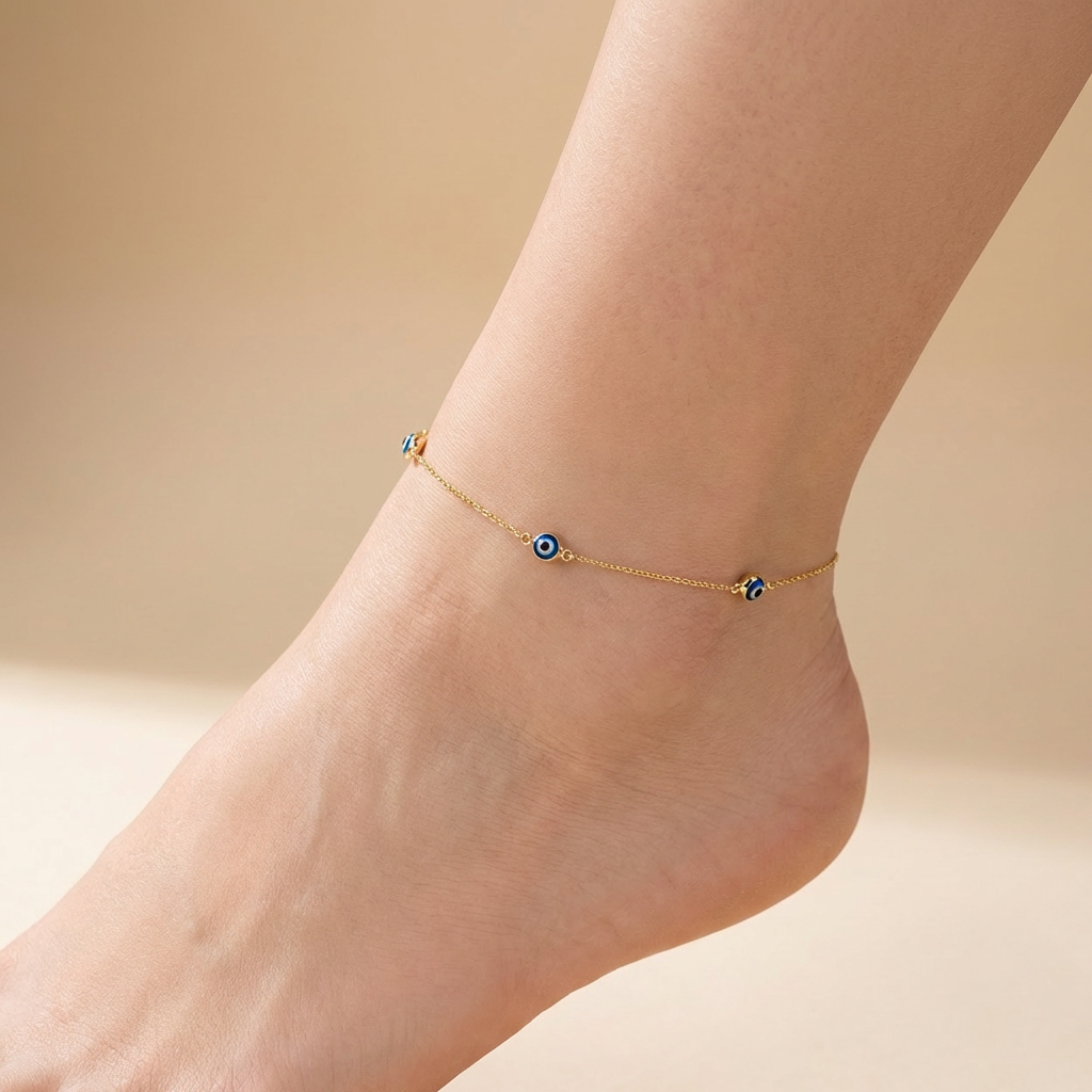 Tobillera de Oro 14k Diseño de Ojo Turco mod. 10540