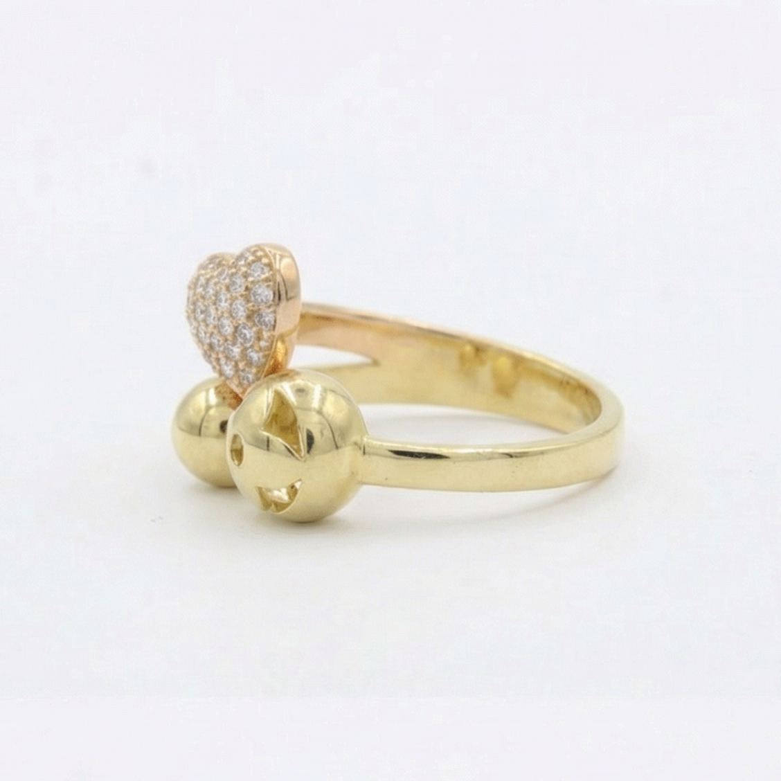 Anillo de Oro 14k de Diseño Pop con Corazón y Zirconias mod. 10230