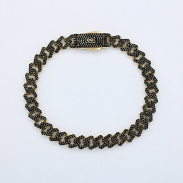 Pulsera Monaco Chain de Oro 14k  Modelo Edge con Pavé de Incrustación de Swarovski Color Negro mod. 9509