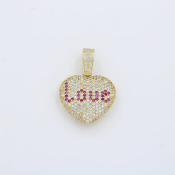 Dije de Oro 14k Corazón LOVE con Incrustado de Zirconias mod. 10087