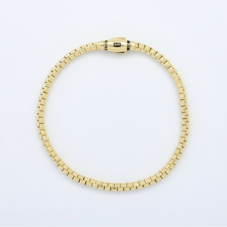 Pulsera Monaco Chain de Oro 14k Modelo Cube con Broche mod. 10156