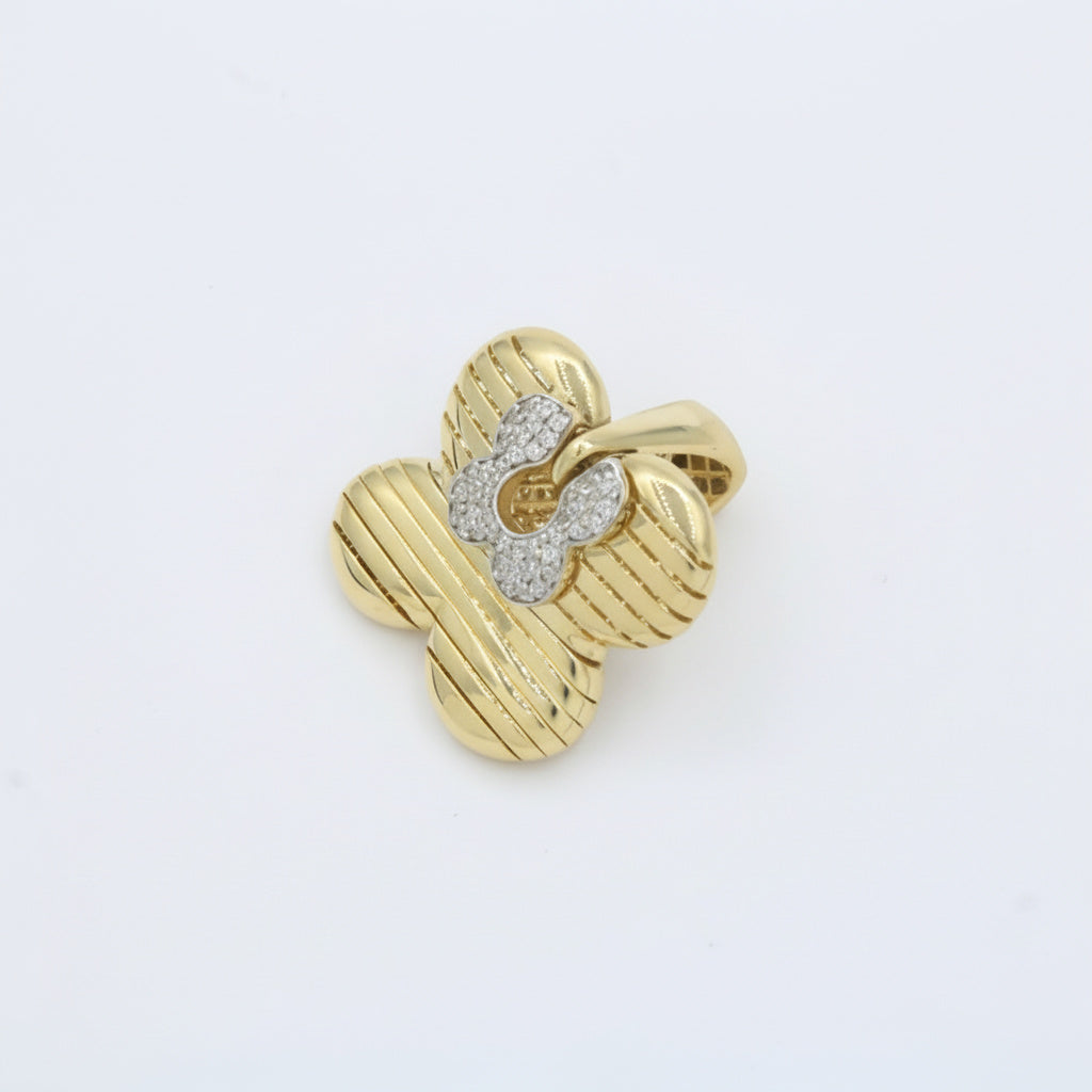 Dije de Oro 14k Monaco Chain Diseño de Trébol flexible con Swarovski mod. 10084