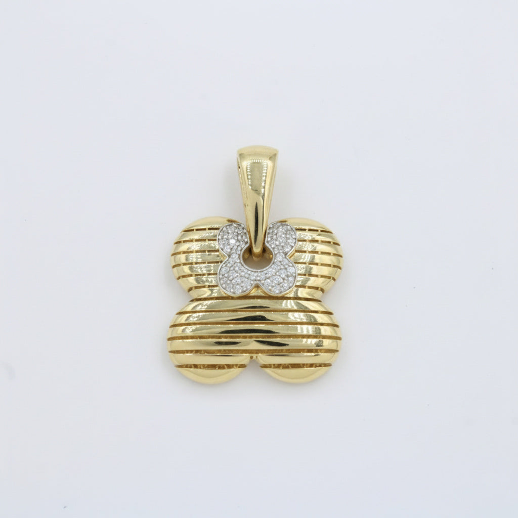 Dije de Oro 14k Monaco Chain Diseño de Trébol flexible con Swarovski mod. 10084