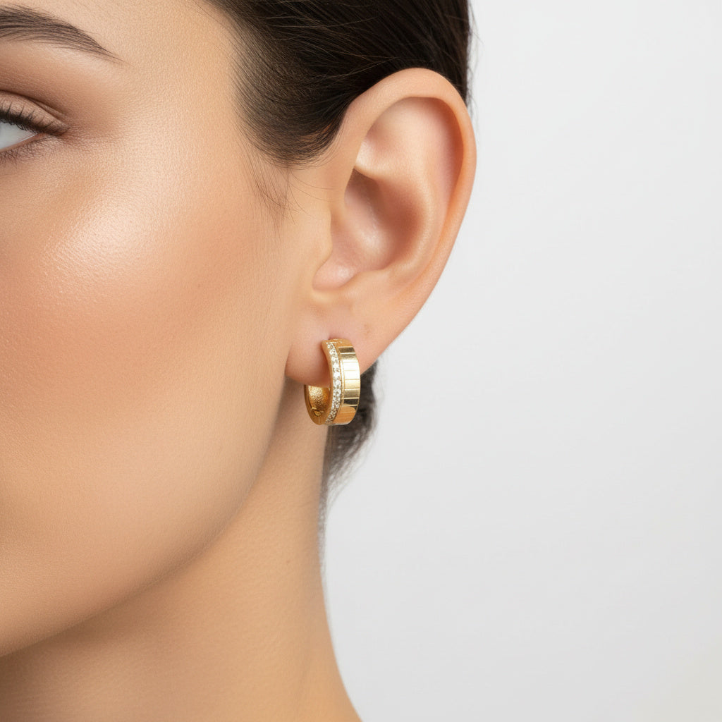 Grapa de Oro 14k Diseño Fino con Zirconias de Costado mod. 10177