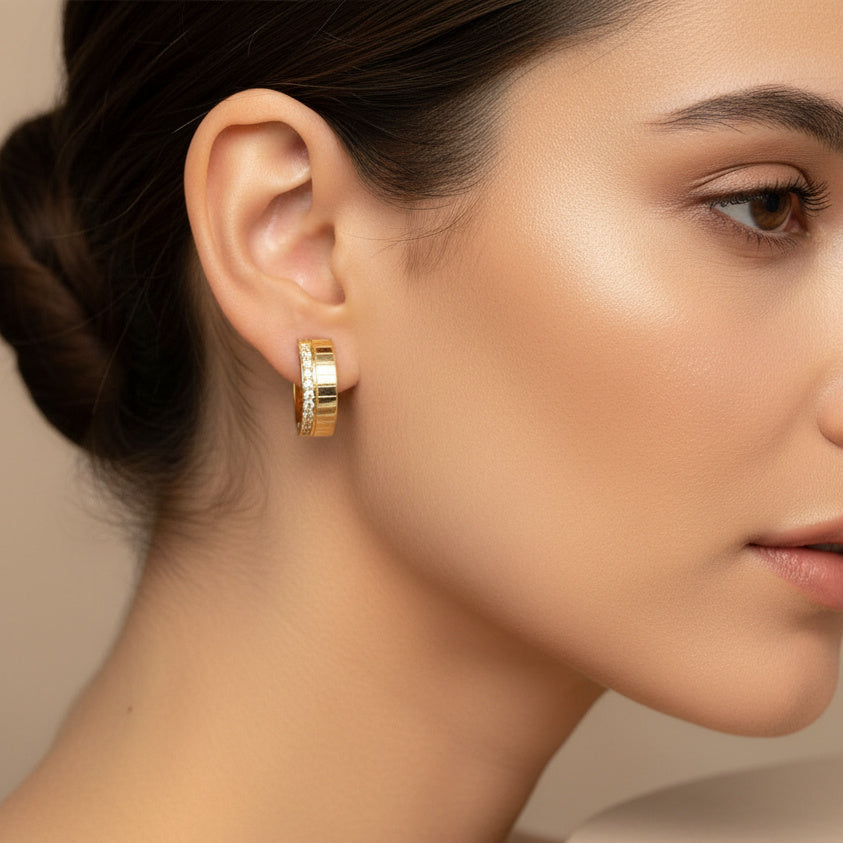 Grapa de Oro 14k Diseño Fino con Zirconias de Costado mod. 10177