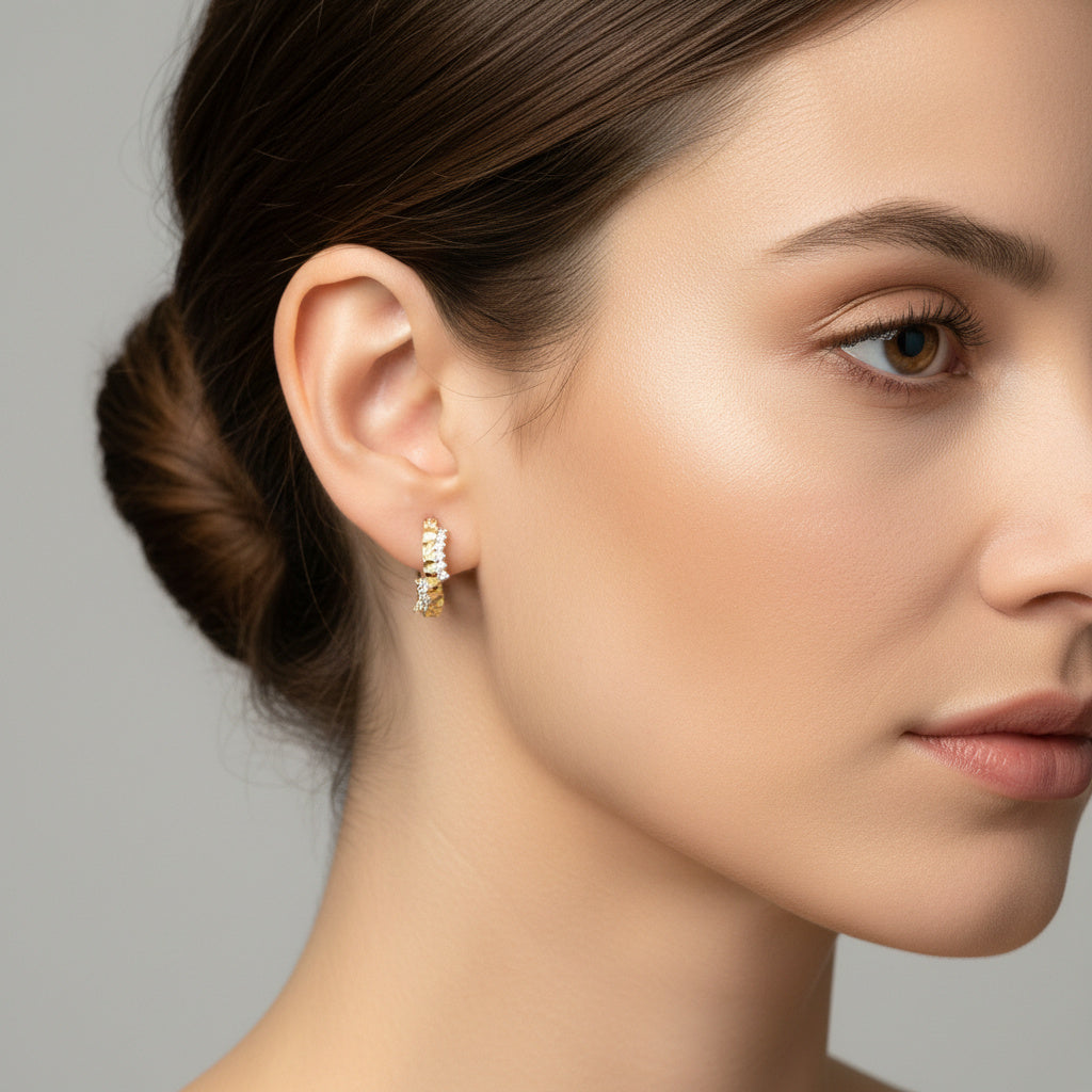 Grapa de Oro 14k Diseño Torzido con Zirconias Finas mod. 10172