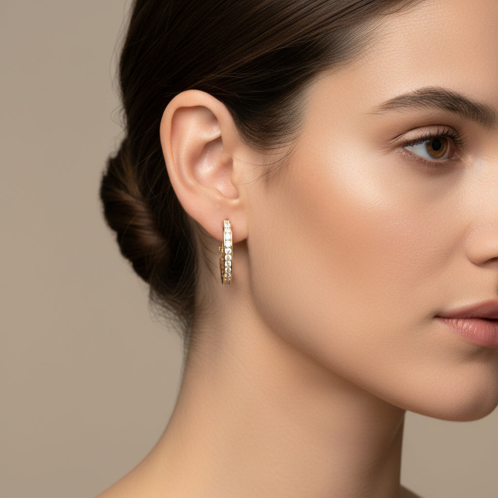 Grapa de Oro 14k Diseño de Corazón con Incrustación de Zirconias mod. 10176