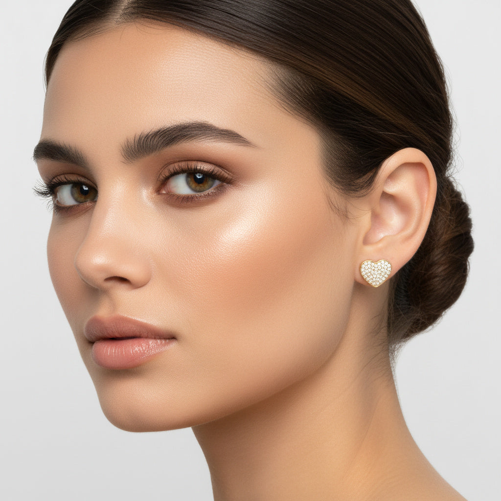 Grapa de Oro 14k Diseño de Corazón con Zirconias mod. 10171