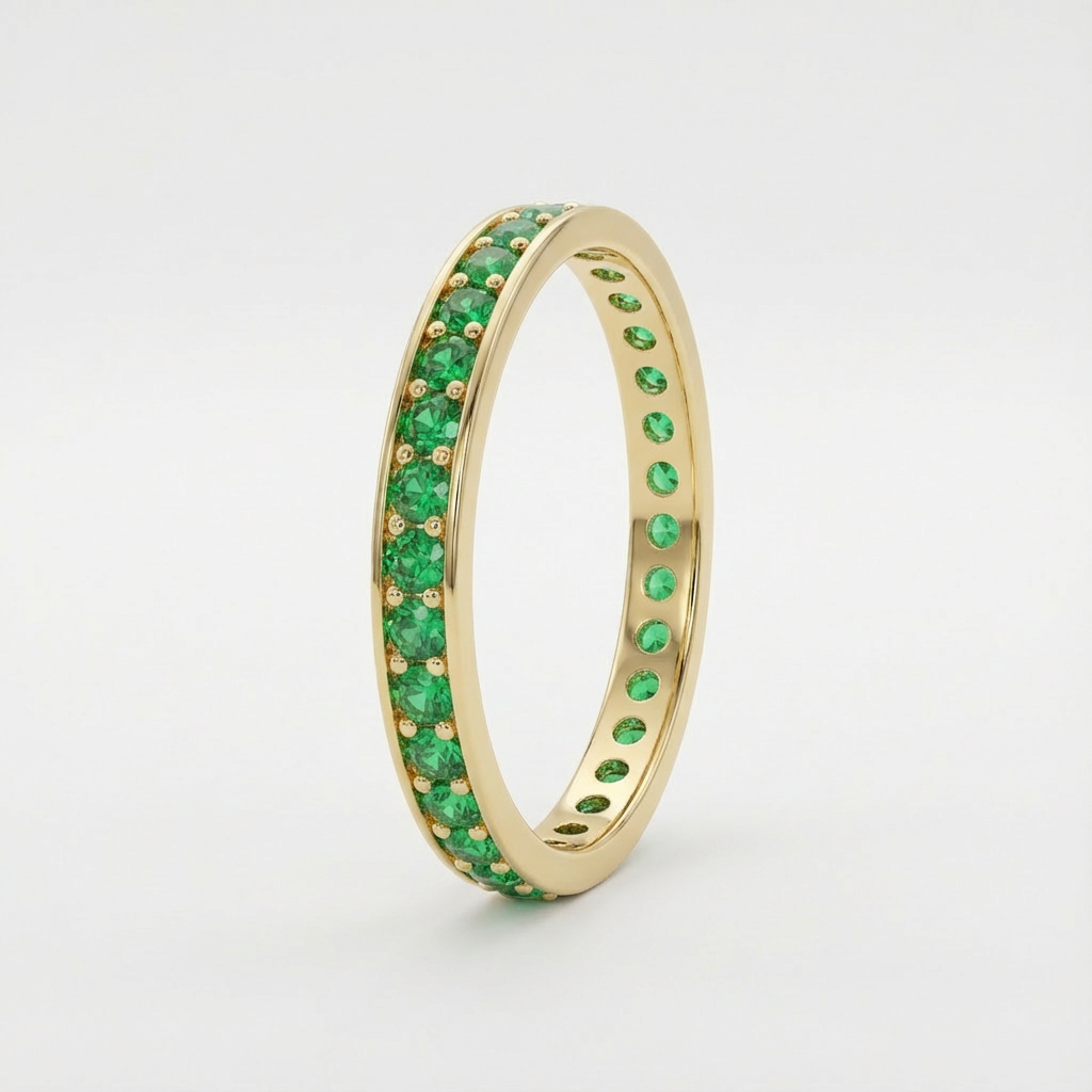 Anillo de Oro 14k Estilo Churumbela con Zirconias Color Verde mod. 10387